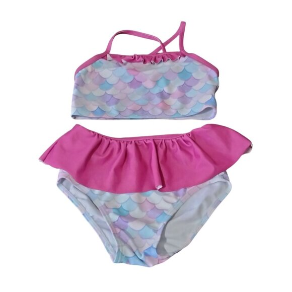 Toddler 3T Girls Mermaid Swim Set 4-Piece UPF 50+ Rash Guard Tankini Pink Purple - Picture 8 of 12